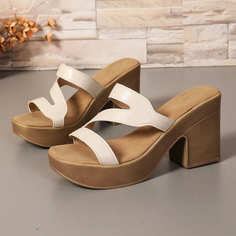 Leslie - Women's Cutout Strap Platform Block Heel Sandals