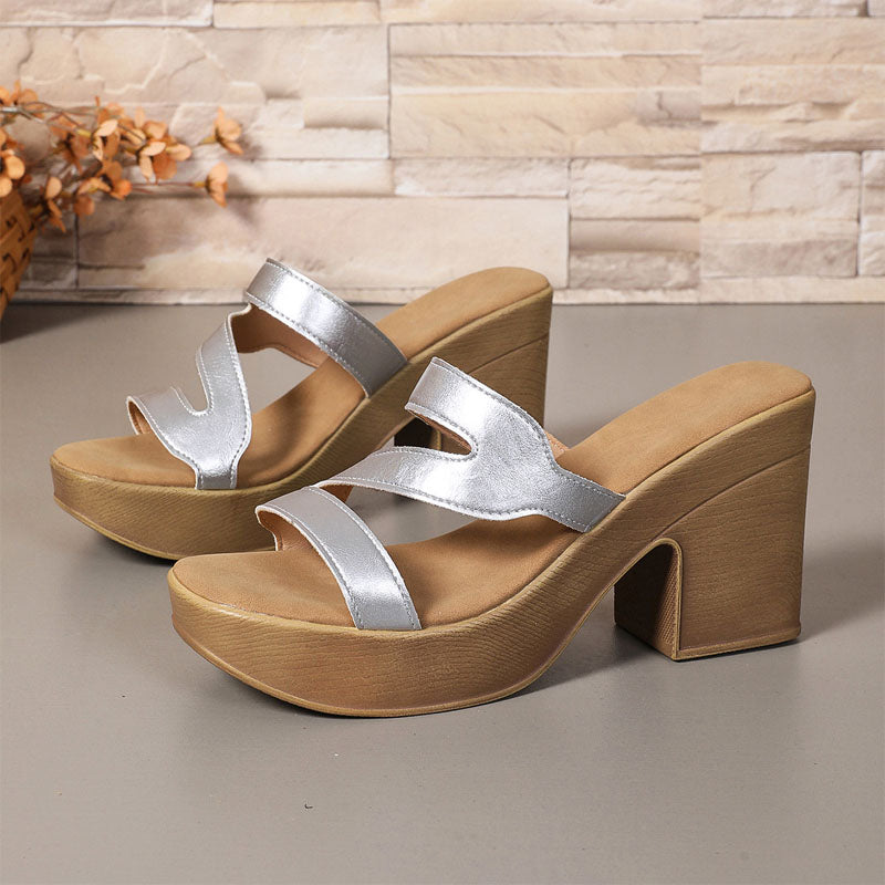 Leslie - Women's Cutout Strap Platform Block Heel Sandals