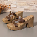 Leslie - Women's Cutout Strap Platform Block Heel Sandals