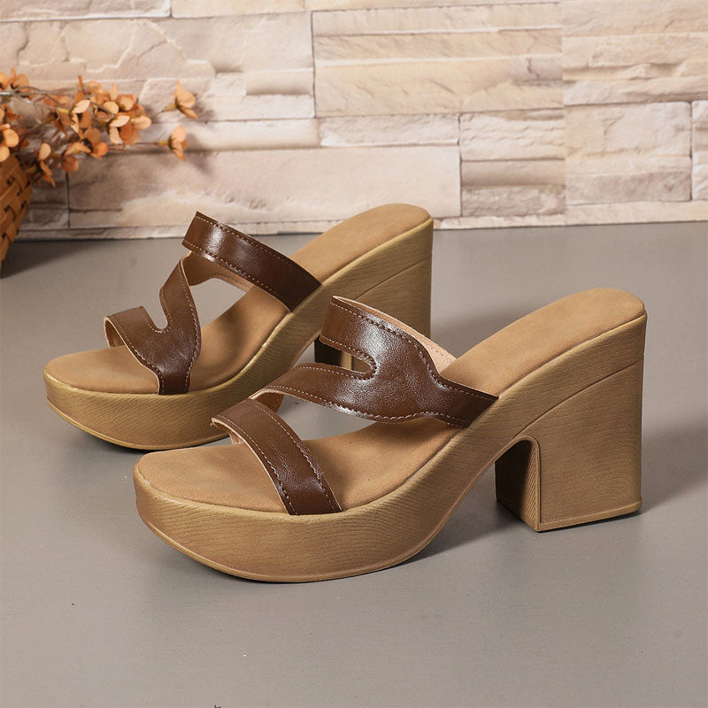 Leslie - Women's Cutout Strap Platform Block Heel Sandals