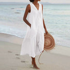 Liana - Women’s Sleeveless Button-Front Midi Dress