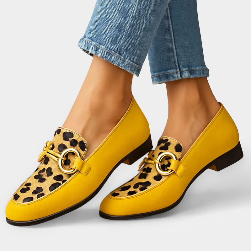 Lila - Women’s Suede Loafers with Leopard Print Detail