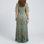Liora - Women's Embroidered Floral Formal Maxi Dress