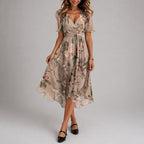 Lorelei - Women's Wrap Midi Dress with Flutter Sleeves