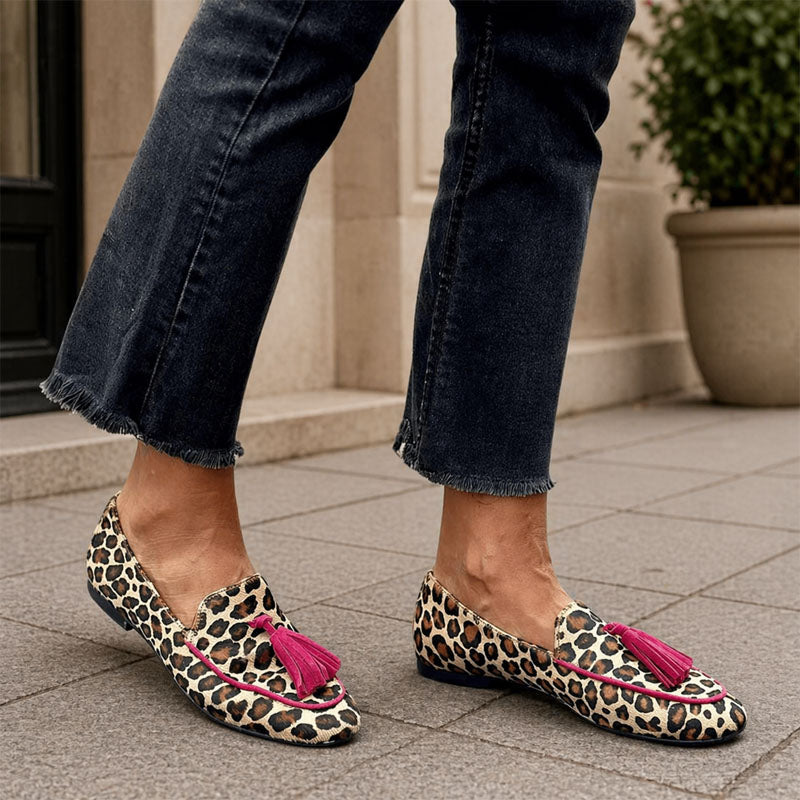 Lorraine - Women’s Leopard Print Tassel Loafers