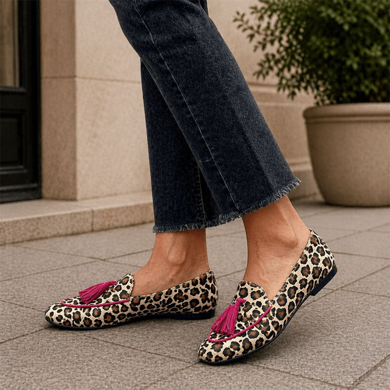Lorraine - Women’s Leopard Print Tassel Loafers