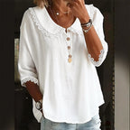 Maisie - Women's Lace Trim Collar Button Blouse