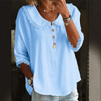 Maisie - Women's Lace Trim Collar Button Blouse