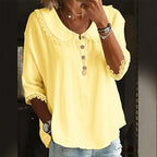 Maisie - Women's Lace Trim Collar Button Blouse