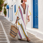 Margo - Women's Relaxed V-Neck Maxi Caftan Dress