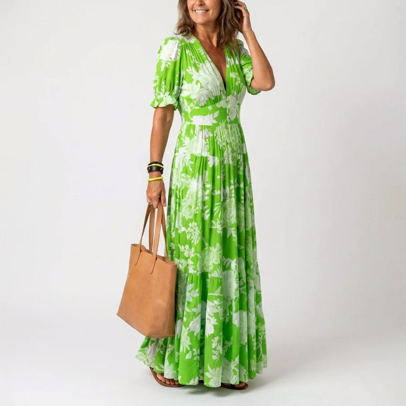 Marlowe - Women's Floral Short Sleeve Maxi Dress