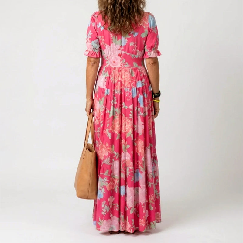 Marlowe - Women's Floral Short Sleeve Maxi Dress