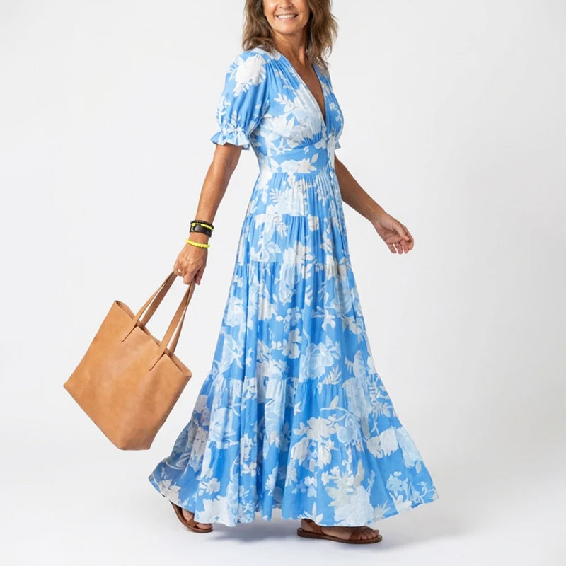 Marlowe - Women's Floral Short Sleeve Maxi Dress