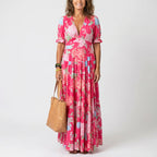 Marlowe - Women's Floral Short Sleeve Maxi Dress
