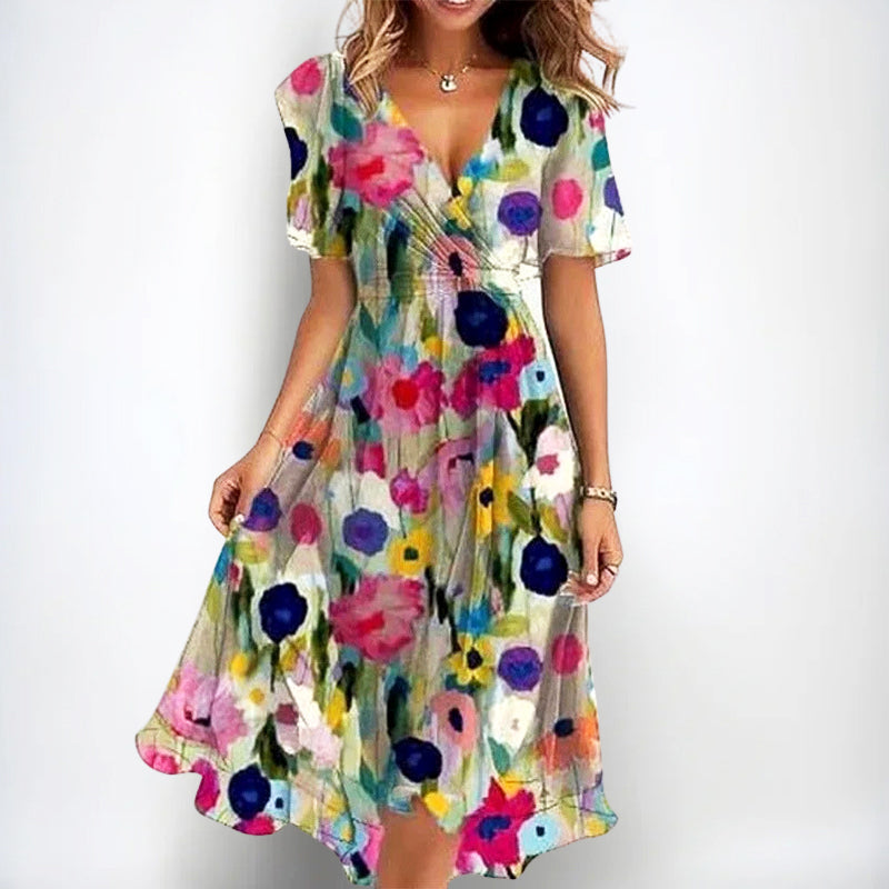 Martha - Soft Floral V-Neck Dress
