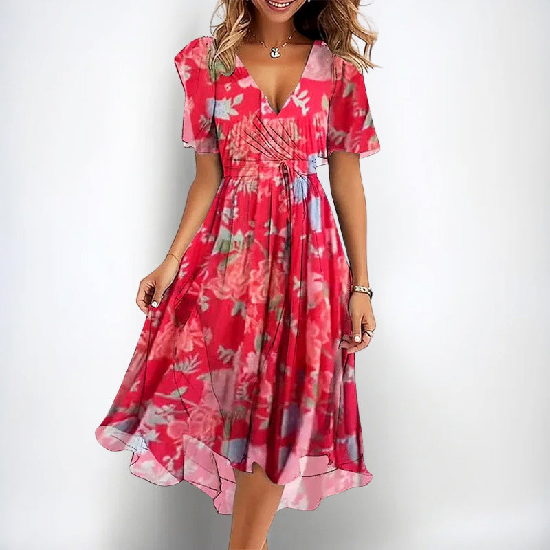 Martha - Soft Floral V-Neck Dress