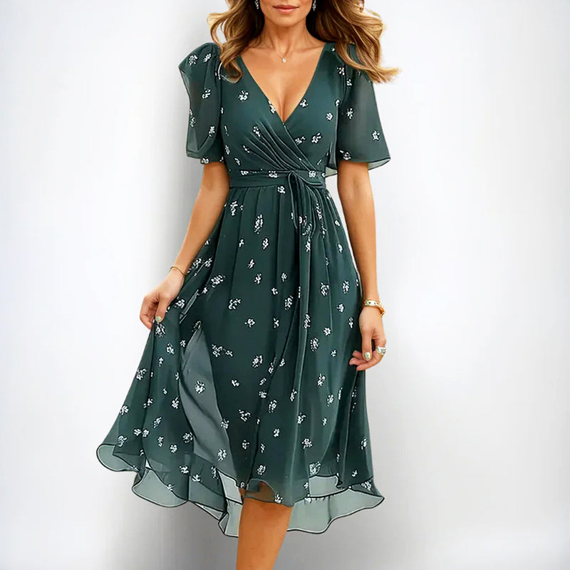 Martha - Soft Floral V-Neck Dress
