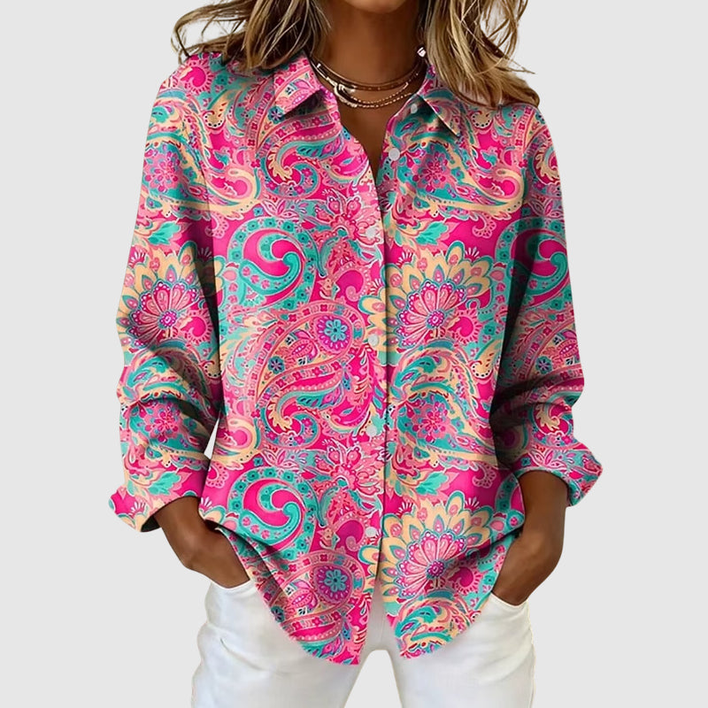 Matilda - Vibrant Print Button-Up Top