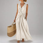 Mavis - Women's Twist-Front Sleeveless Midi Dress