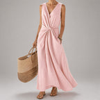 Mavis - Women's Twist-Front Sleeveless Midi Dress