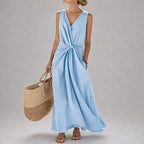 Mavis - Women's Twist-Front Sleeveless Midi Dress