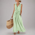 Mavis - Women's Twist-Front Sleeveless Midi Dress