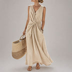 Mavis - Women's Twist-Front Sleeveless Midi Dress