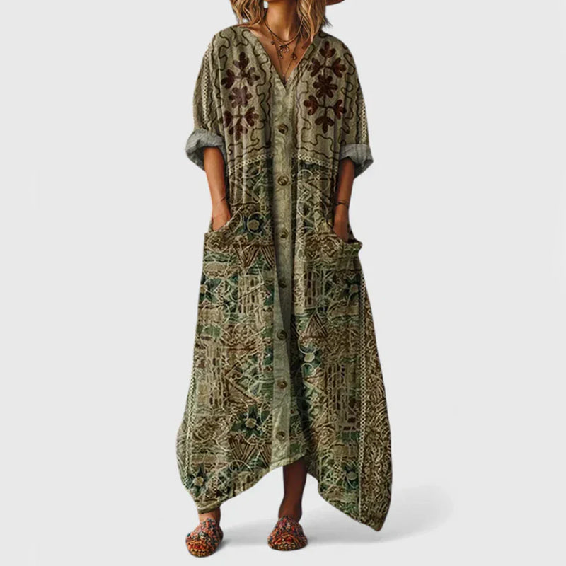 Maxine - Women’s Vintage Bohemian Maxi Dress