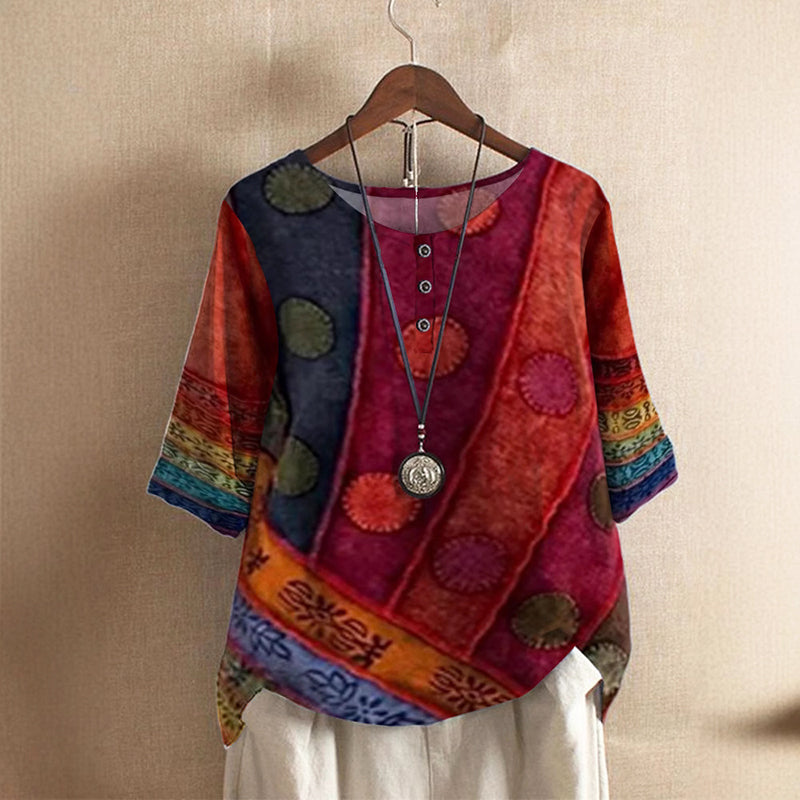 Millie - Women's Boho Pattern Relaxed Top