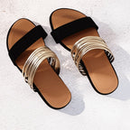 Monica - Women's Open Toe Multi Band Flat Sandals