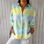 Nancy - Women’s Button-Up Shirt with Check Pattern