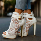 Natalie - Women’s Elegant Lace High Heel Sandals