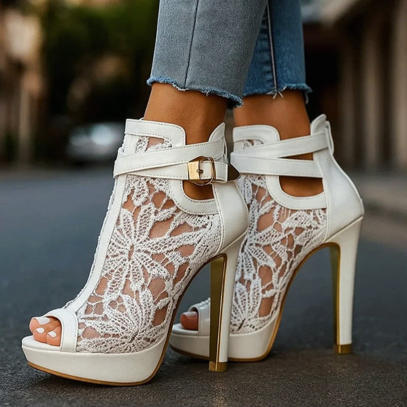 Natalie - Women’s Elegant Lace High Heel Sandals