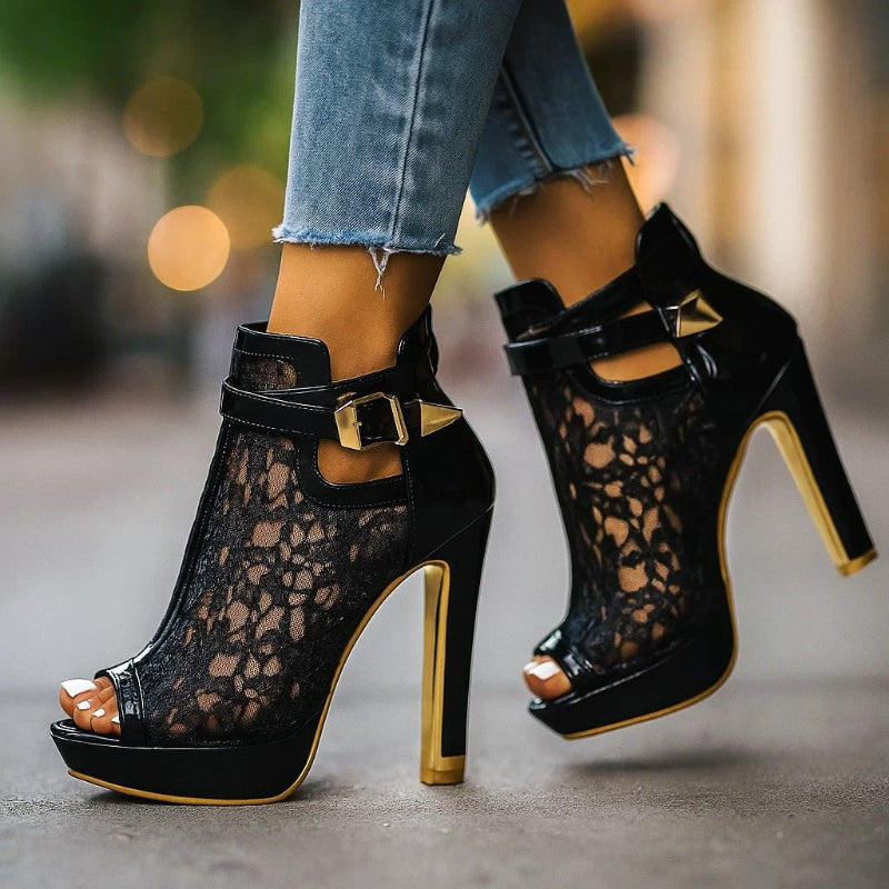 Natalie - Women’s Elegant Lace High Heel Sandals