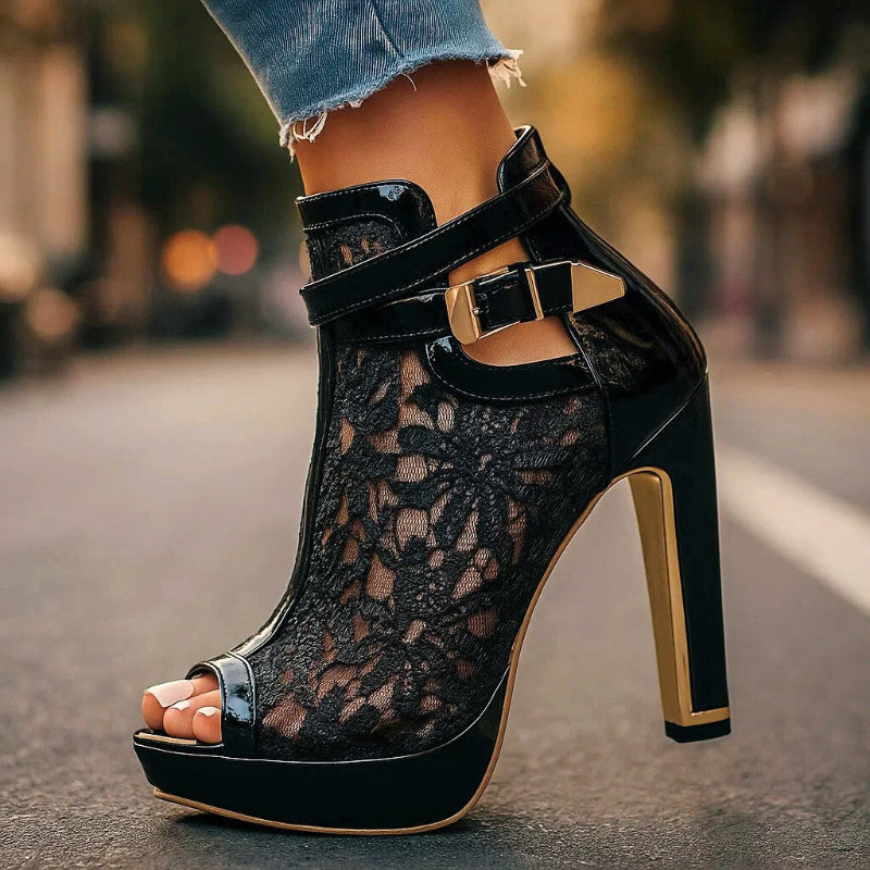 Natalie - Women’s Elegant Lace High Heel Sandals