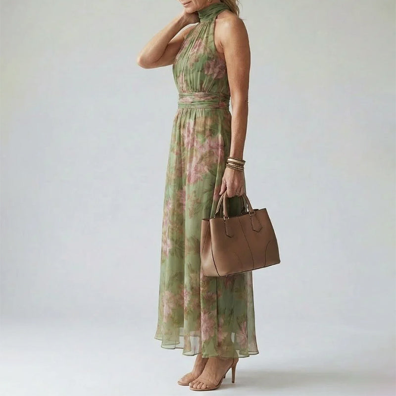 Noemi - Women's Gathered Halter Flowing Midi Dress