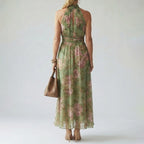 Noemi - Women's Gathered Halter Flowing Midi Dress