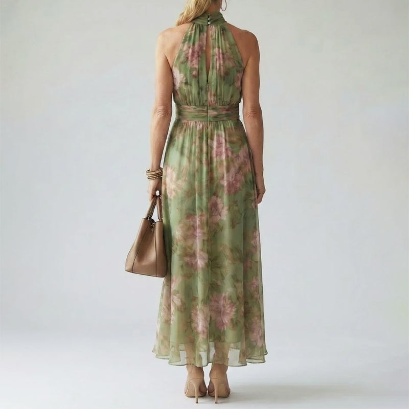 Noemi - Women's Gathered Halter Flowing Midi Dress