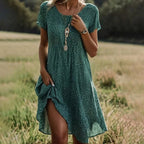 Odette - Relaxed Fit Colorful V-Neck Dress