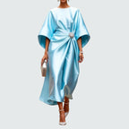 Olivia - Elegant Gathered Waist Midi Dress