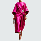 Olivia - Elegant Gathered Waist Midi Dress