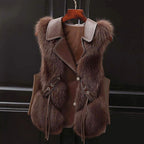 Paige - Women's Faux-Fur Vest with Lapel Collar