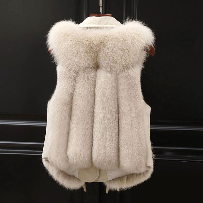 Paige - Women's Faux-Fur Vest with Lapel Collar