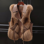 Paige - Women's Faux-Fur Vest with Lapel Collar