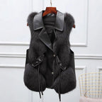 Paige - Women's Faux-Fur Vest with Lapel Collar