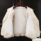 Paige - Women's Faux-Fur Vest with Lapel Collar