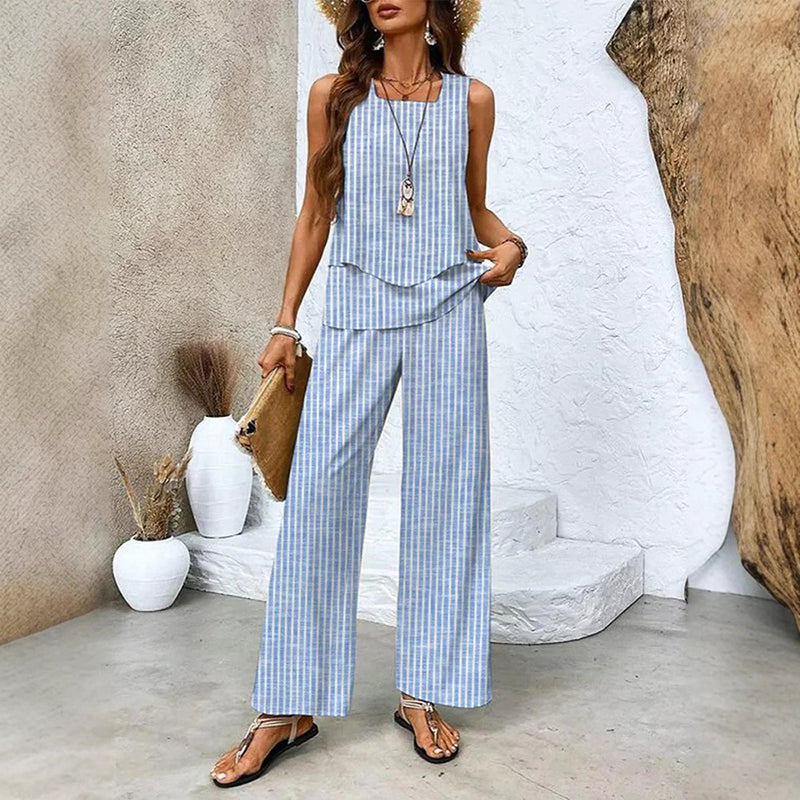 Paige - Women’s Two-Piece Set with Sleeveless Top and Wide-Leg Pants