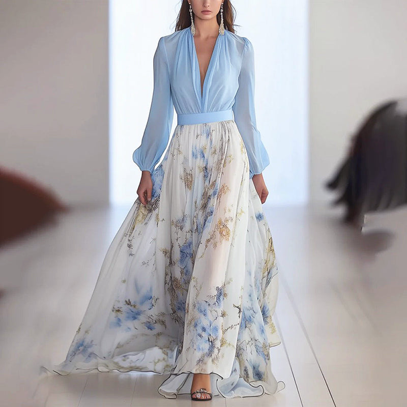 Penelope - Women’s Formal Floral Maxi Dress with Flowing Skirt