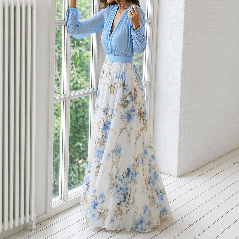 Penelope - Women’s Formal Floral Maxi Dress with Flowing Skirt