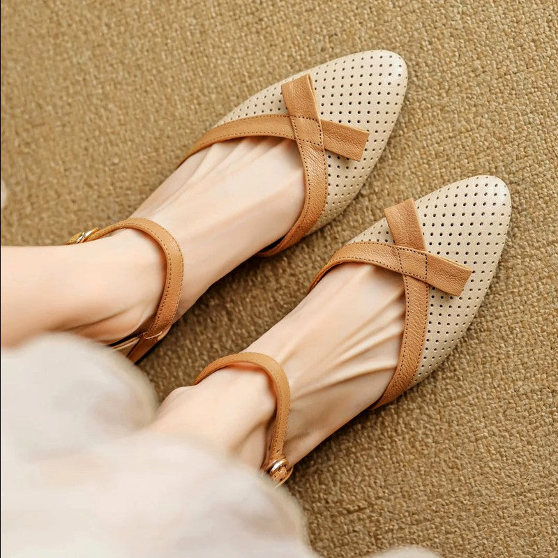 Priscilla - Women's Genuine Leather Strap Mary Jane Shoes